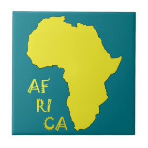 Funky Yellow Africa Map Ceramic Tile
