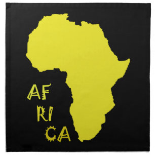 Funky Yellow Africa Map Cloth Napkin