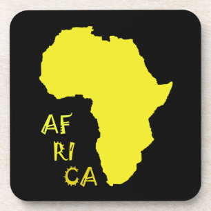 Funky Yellow Africa Map Coaster
