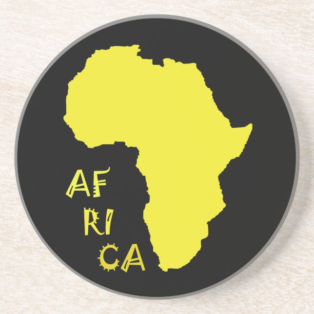 Funky Yellow Africa Map Drink Coaster (Front)