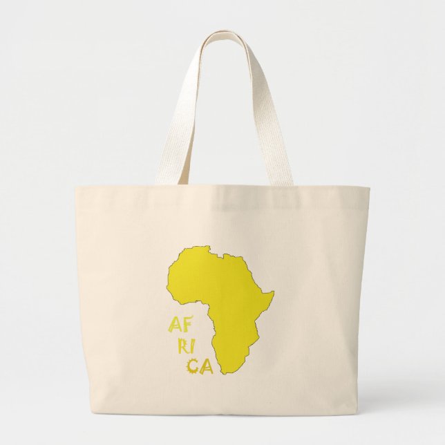 Funky Yellow Africa Map Large Tote Bag (Front)