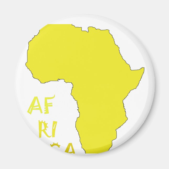 Funky Yellow Africa Map Magnet (Front)