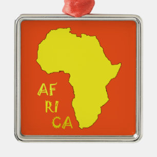 Funky Yellow Africa Map Metal Ornament