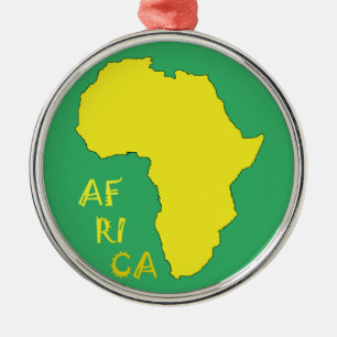 Funky Yellow Africa Map Metal Ornament