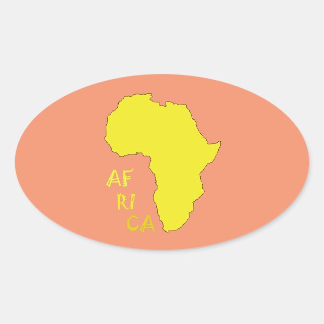 Funky Yellow Africa Map Oval Sticker (Front)