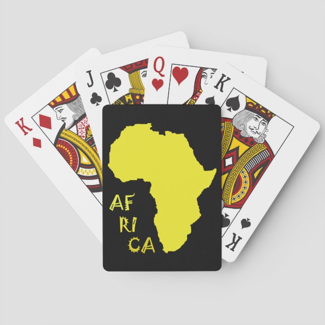 Funky Yellow Africa Map Poker Cards (Back)