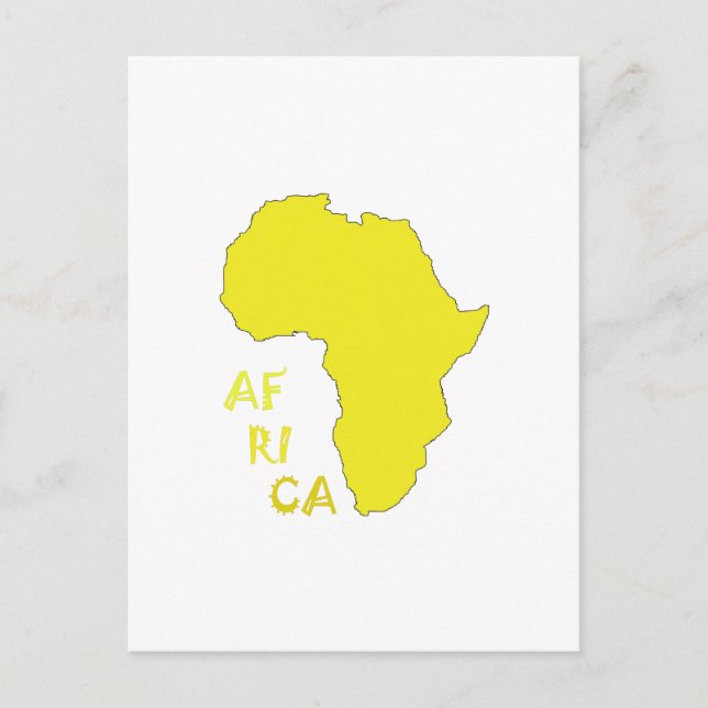 Funky Yellow Africa Map Postcard (Front)