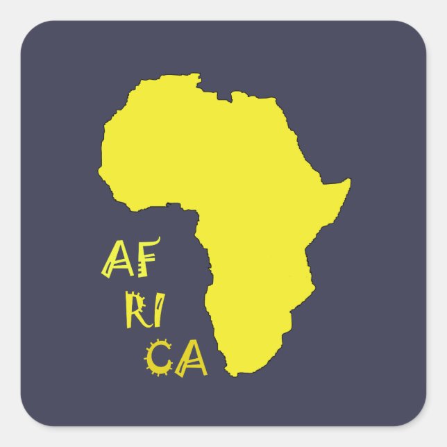 Funky Yellow Africa Map Square Sticker (Front)