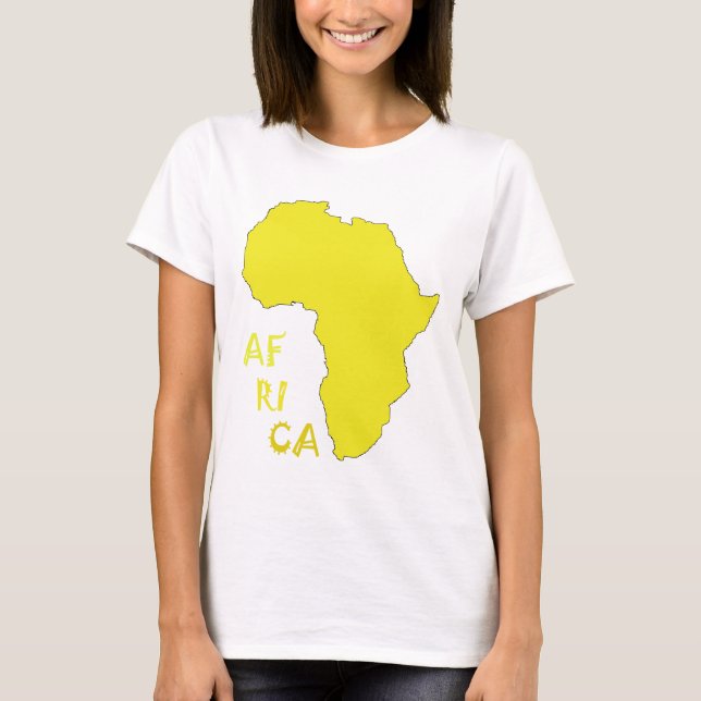 Funky Yellow Africa Map T-Shirt (Front)