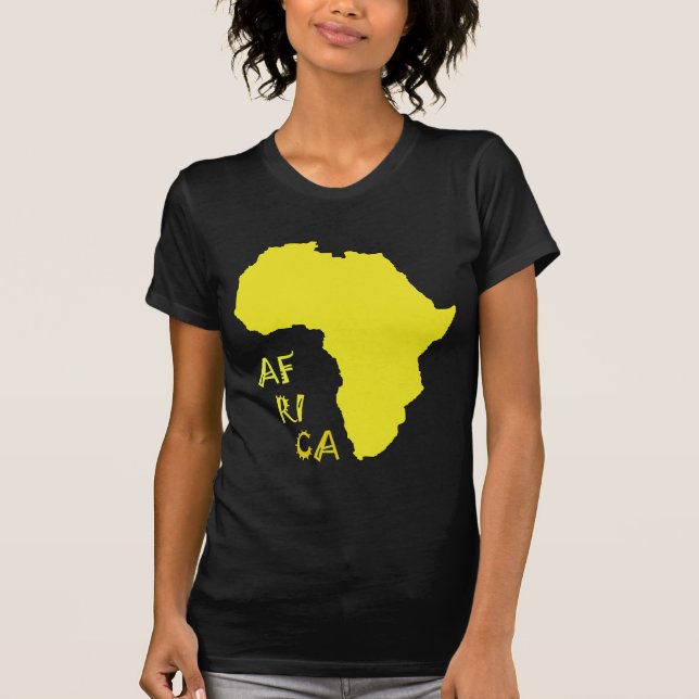 Funky Yellow Africa Map T-Shirt (Front)