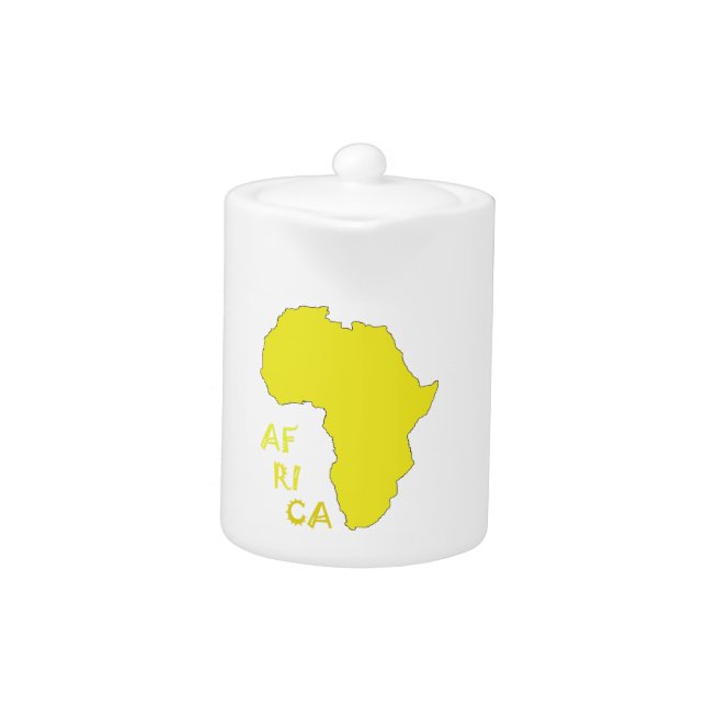 Funky Yellow Africa Map Teapot (Front)