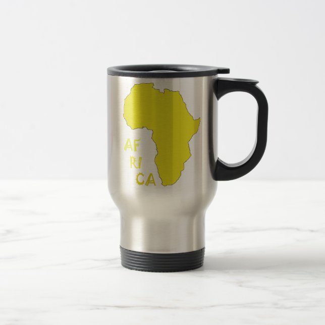 Funky Yellow Africa Map Travel Mug (Right)