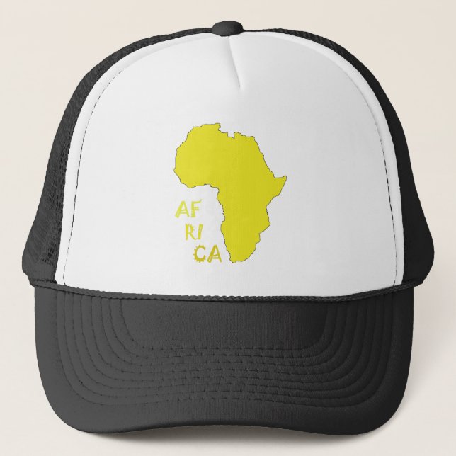 Funky Yellow Africa Map Trucker Hat (Front)
