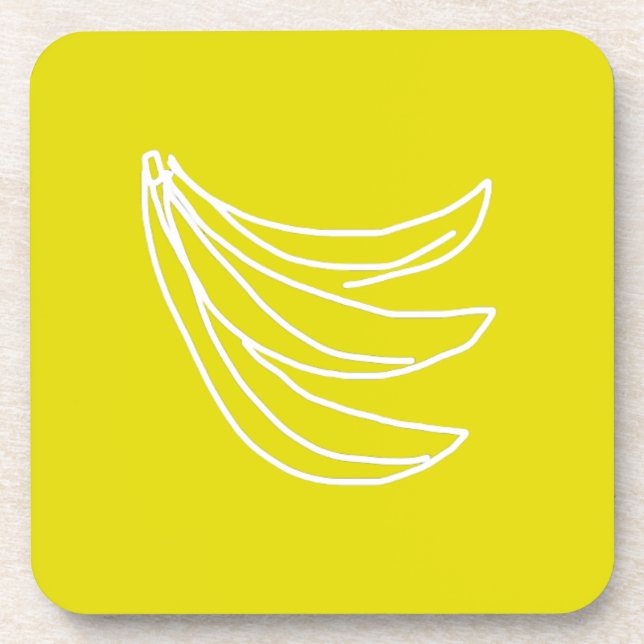 Funky yellow happy banana beverage coaster (Front)