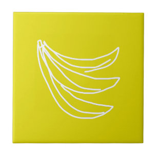 Funky yellow happy banana ceramic tile