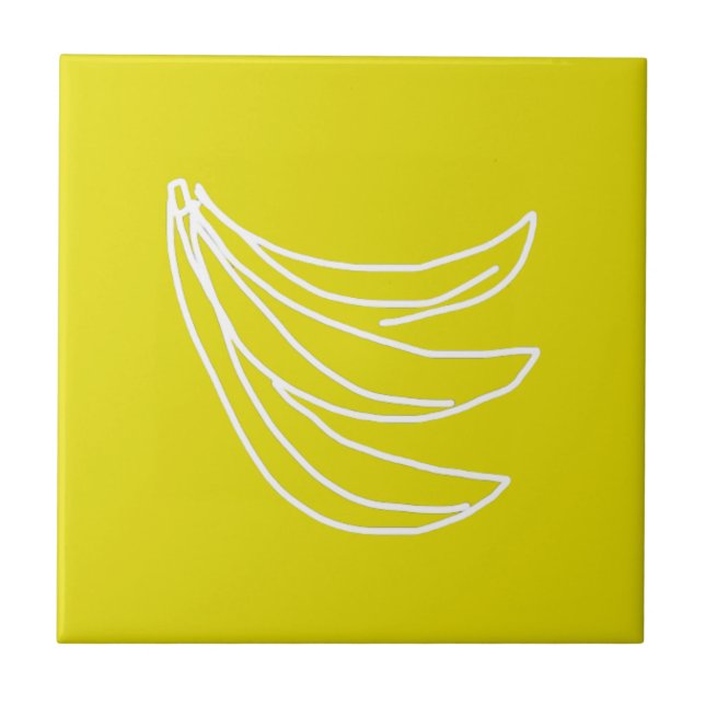 Funky yellow happy banana ceramic tile (Front)