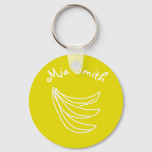 Funky yellow happy banana keychain (Front)