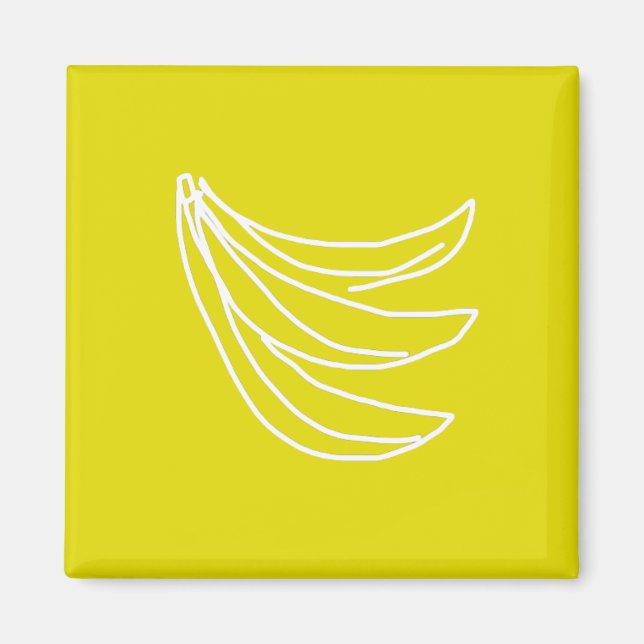 Funky yellow happy banana magnet (Front)