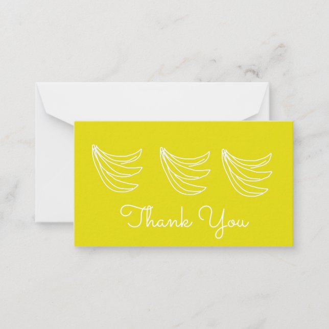 Funky yellow happy banana note card (Front)