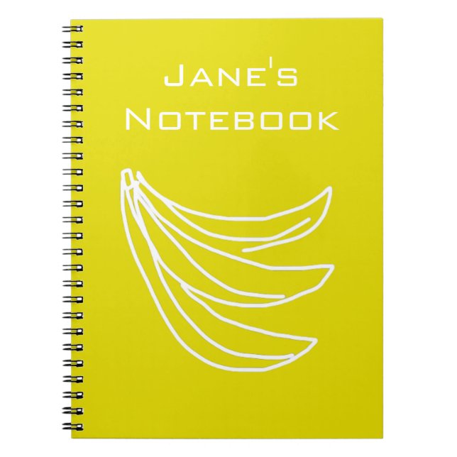 Funky yellow happy banana notebook (Front)