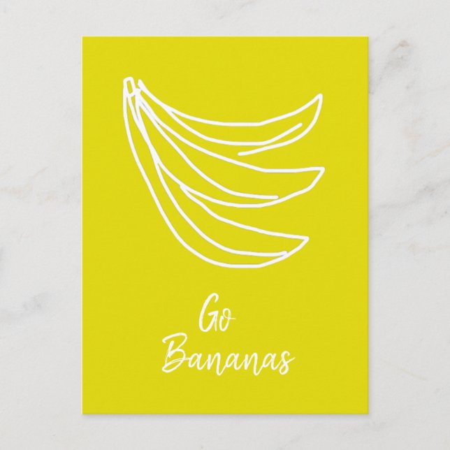 Funky yellow happy banana postcard (Front)