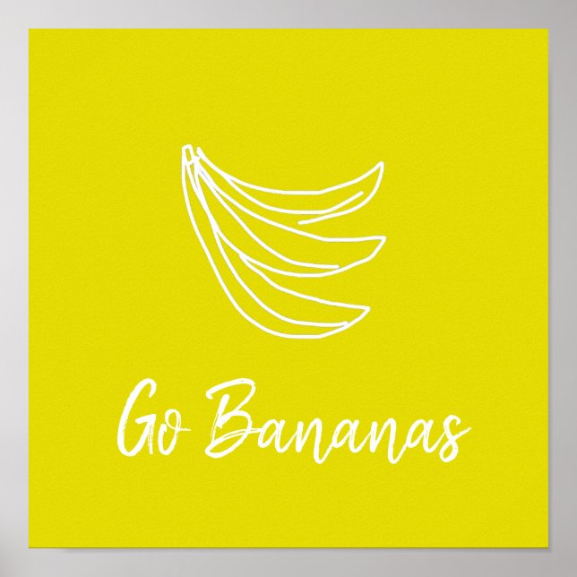 Funky yellow happy banana poster (Front)