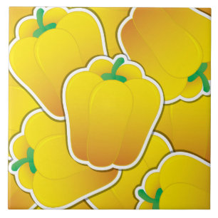 Funky yellow pepper ceramic tile