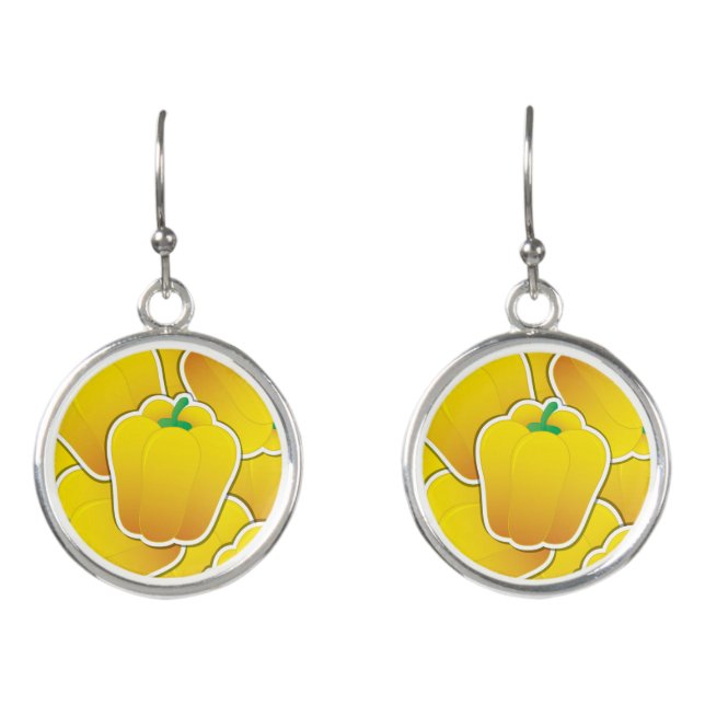Funky yellow pepper earrings (Front)