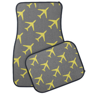 Funky Yellow Plane Airplane Pilot Aviation Car Floor Mat