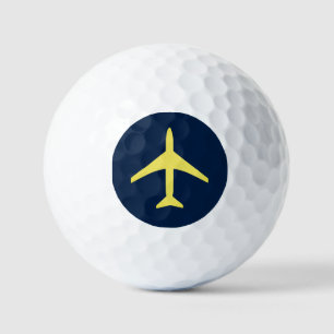 Funky Yellow Plane Airplane Pilot Aviation Golf Balls