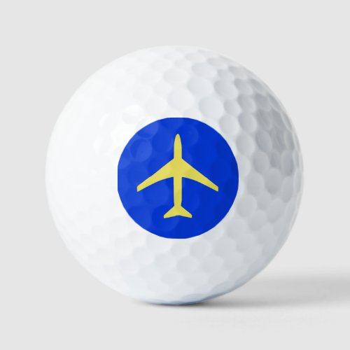 Funky Yellow Plane Airplane Pilot Aviation Golf Balls