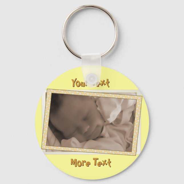 Funky Yellow Polka Dot Frame Keychain (Front)