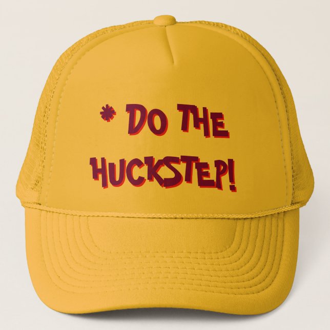 FUNKY YELLOW TRUCKER HAT: "DO THE HUCKSTEP!" HAT (Front)