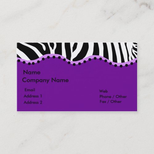 Funky Zebra Business Card (Purple)