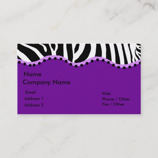 Customizable Funky Zebra Business Card (Purple)