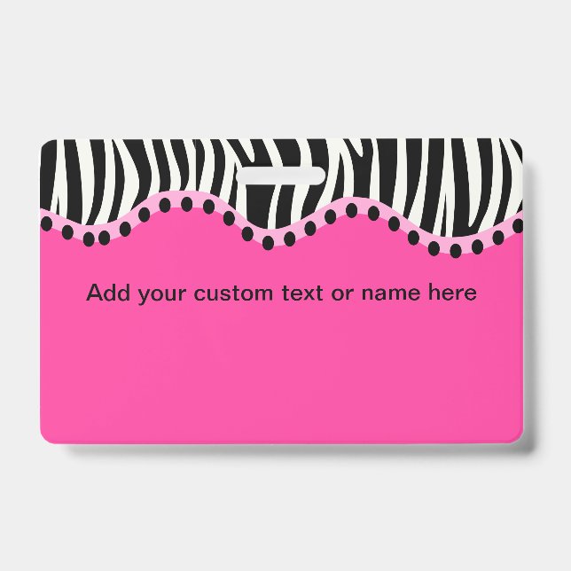 Funky Zebra Horizontal Name Badge (Front)
