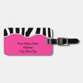 Monogram Zebra Stripe with Red Luggage Tag