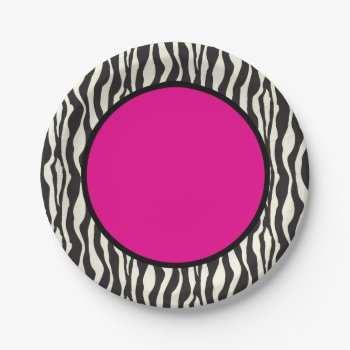 Funky Zebra Paper Plates (pink2) by KitchenShoppe at Zazzle