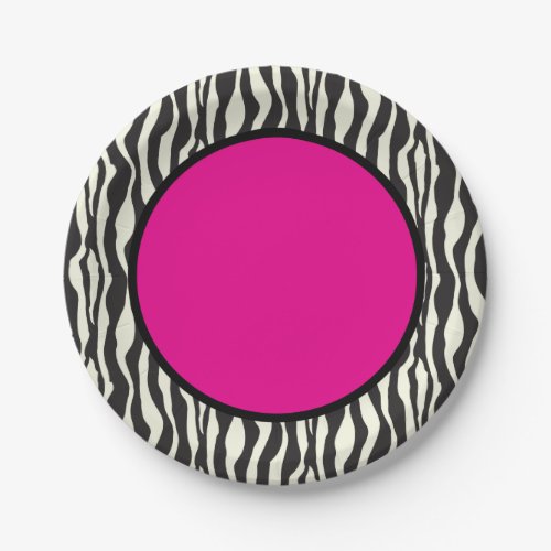 Funky Zebra Paper Plates Pink2