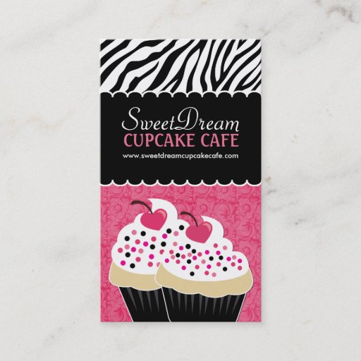 Customizable Funky Zebra Print Cupcake Bakery Business Cards