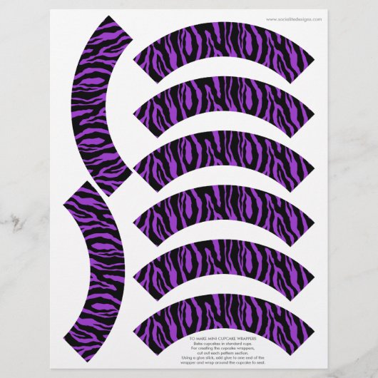 Funky Zebra Print Purple Mini Cupcake Wrappers (Front)