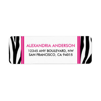 Funky Zebra Print Return Address Label (pink)