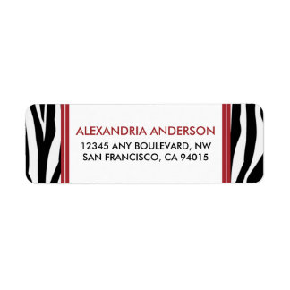 Funky Zebra Print Return Address Label (red)