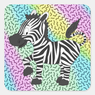 Funky Zebra Square Sticker