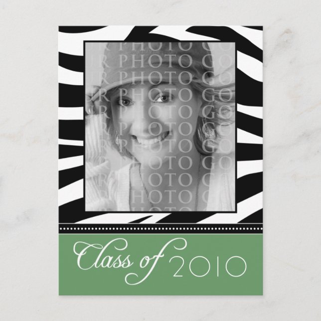 Funky Zebra YOU-Pick-YOUR-Color Graduation Invite (Front)