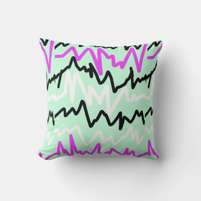 Funky Zig Zag Line Pattern Pillow Cushion (Front)