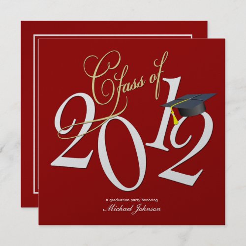 FunkyClass of 2012 Red  Metallic Silver Invitation