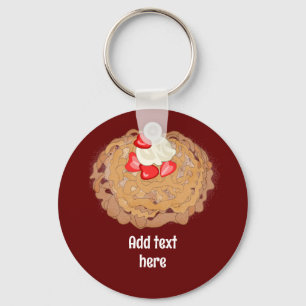 Funnel Cake Serving with Cream - Add funny slogan Keychain