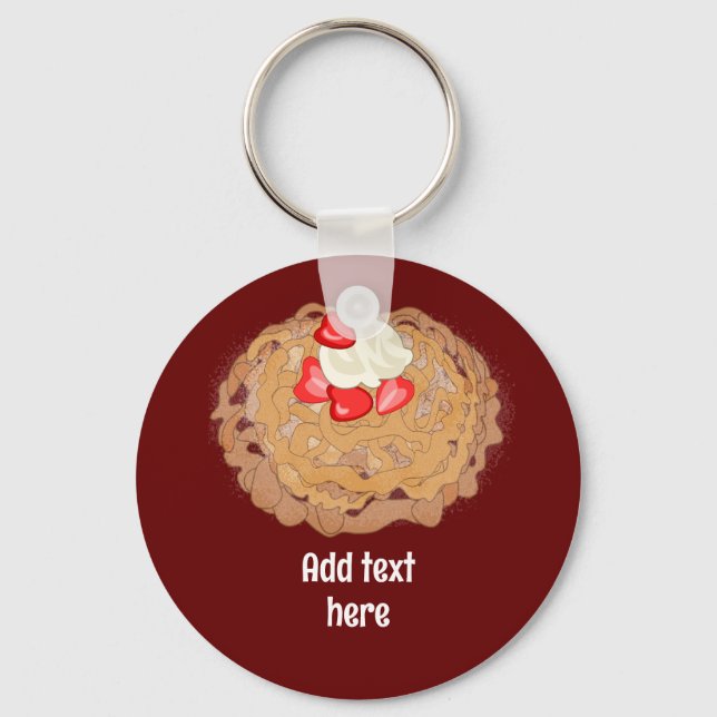 Funnel Cake Serving with Cream - Add funny slogan Keychain (Front)