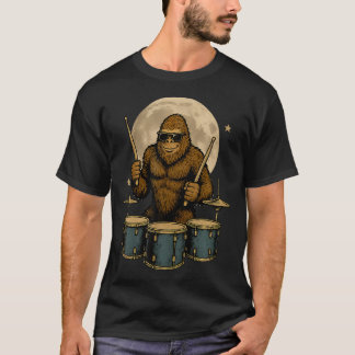 Funner Drummer Bigfoot Playing Drums Rock Music T-Shirt